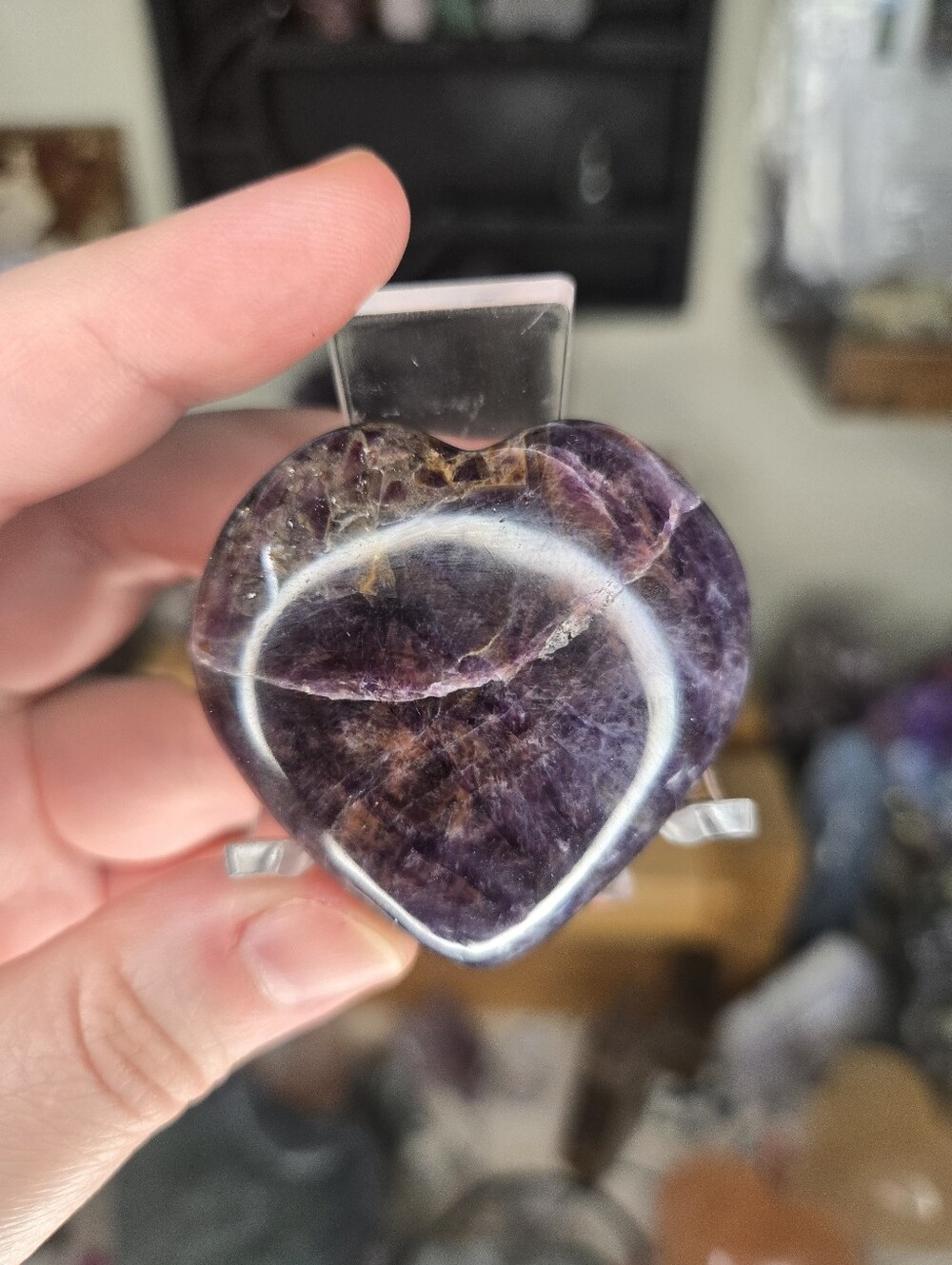 Alien Amethyst (Red Cap Hematite) Heart Crystal Carving A